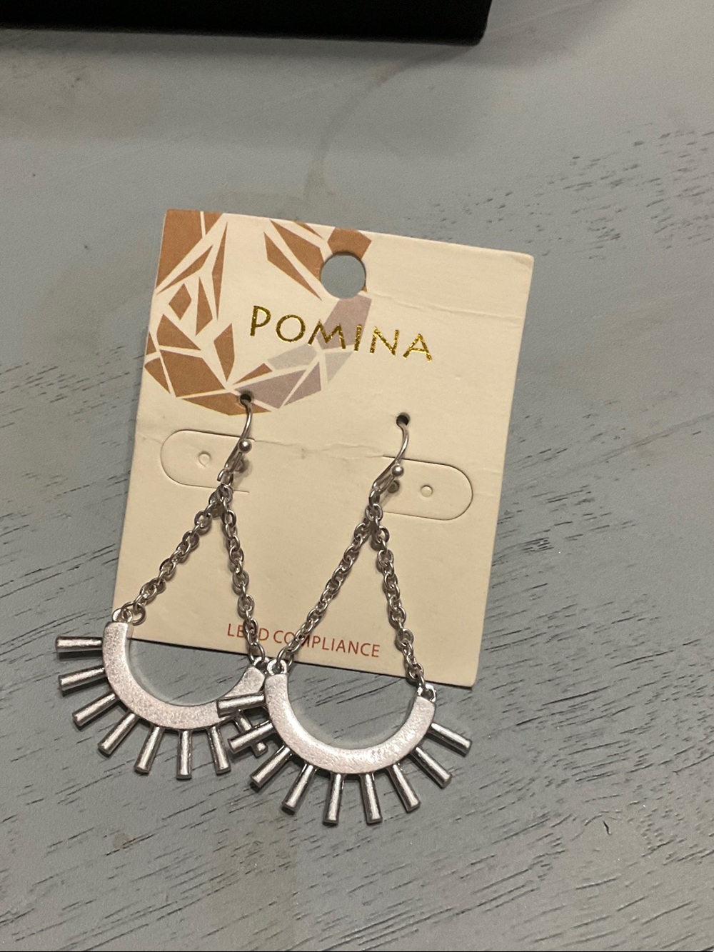 Pomina Silver Sunburst Drop Earrings